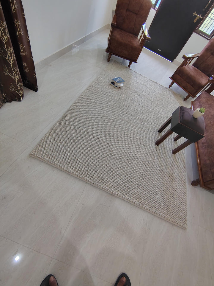 Translation missing: es.Chunky Looped Ivory Rug – Thick Textured Neutral Minimalist Floor Accent