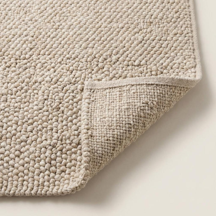 Translation missing: es.Chunky Wool Knit Neutral Area Rug, Thick Textured Loop Rug, Cozy Scandinavian Minimalist Floor Rug