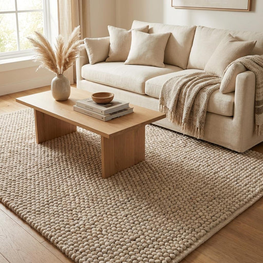 Translation missing: es.Cozy minimalist rug with thick woven loops creating plush textured surface