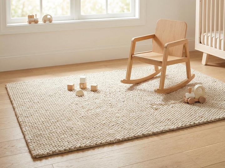 Translation missing: es.Chunky Wool Loop Area Rug, Neutral Handcrafted Textured Modern Organic Living Room Carpet