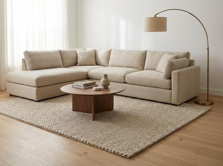 Translation missing: es.Chunky Wool Loop Area Rug, Neutral Handcrafted Textured Modern Organic Living Room Carpet