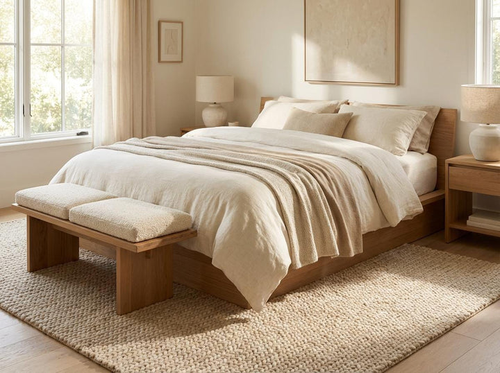 Translation missing: es.Chunky Wool Neutral Area Rug, Thick Textured Cozy Floor Rug for Modern Organic Living Spaces