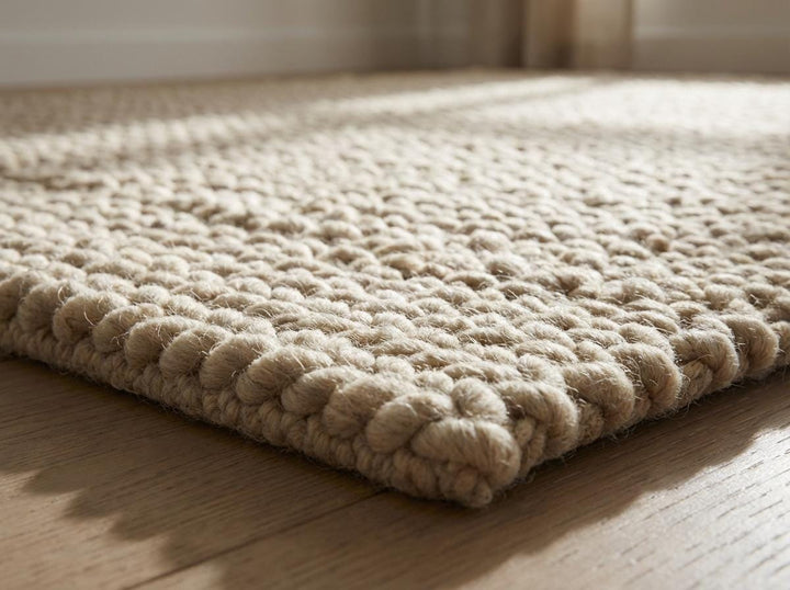 Translation missing: es.Detailed view of dense knit loops and dimensional rug surface