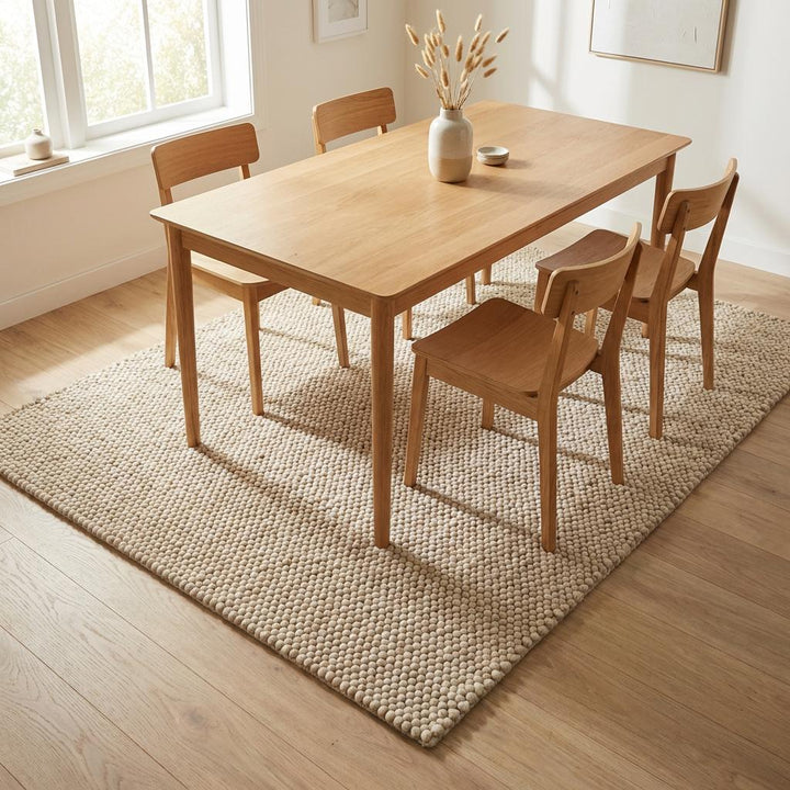 Translation missing: es.Chunky Wool Neutral Area Rug, Thick Textured Cream Floor Rug for Cozy Modern Interiors