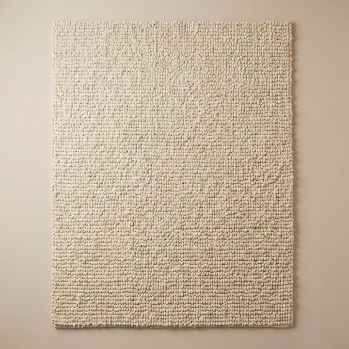 Translation missing: fr.Chunky wool pebble rug with thick ivory textured loops for cozy modern living room