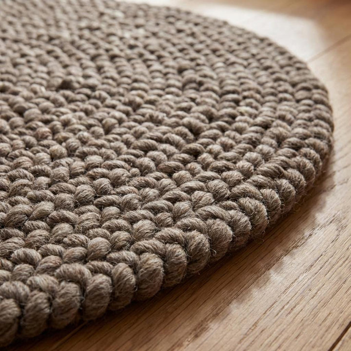 Translation missing: es.Chunky Wool Rug Handmade, Thick Loop Knit Area Rug, Cozy Neutral Farmhouse Floor Decor, Soft Textured Carpet