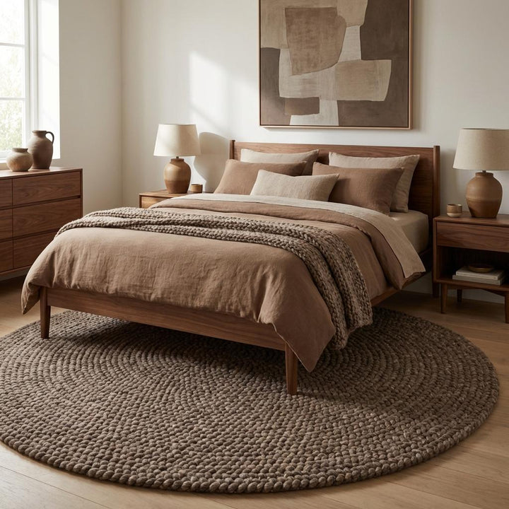 Translation missing: es.Textured chunky wool carpet in earthy tones ideal for minimalist, boho, or Scandinavian style spaces