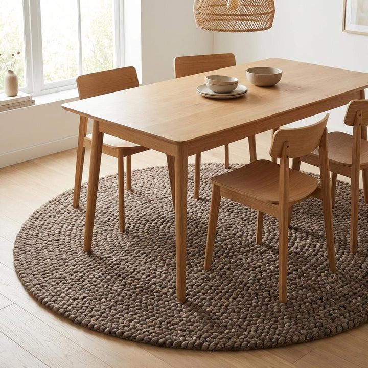 Translation missing: es.Chunky Wool Rug Handmade, Thick Loop Knit Area Rug, Cozy Neutral Farmhouse Floor Decor, Soft Textured Carpet