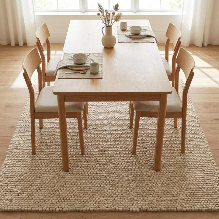 Translation missing: es.Chunky Wool Rug – Handwoven Cream Area Rug, Thick Textured Neutral Living Room Carpet, Scandinavian Modern Decor, Cozy Bedroom Nursery Rug