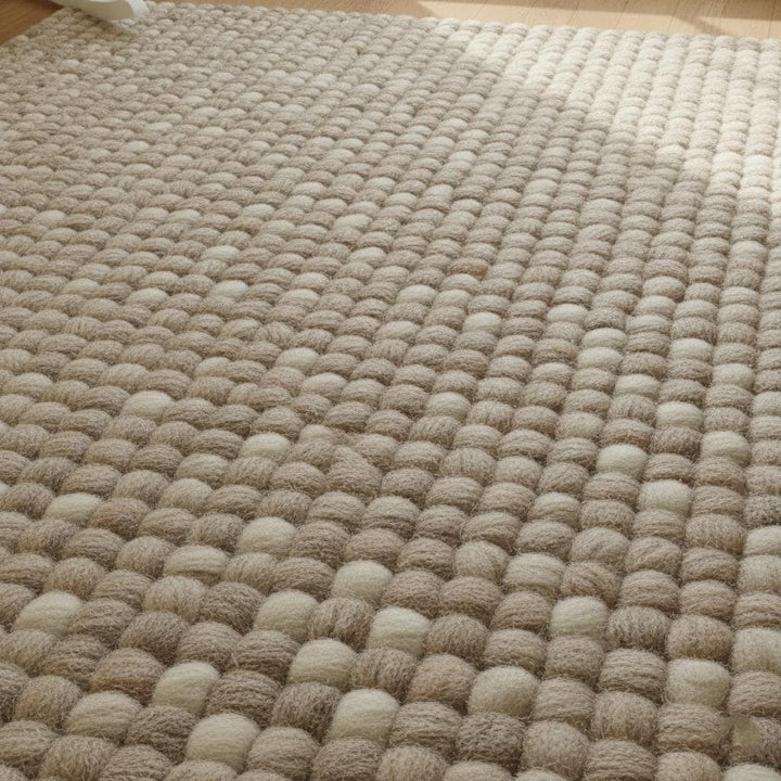 Translation missing: es.Chunky Wool Rug, Handwoven Felt Ball Wool Area Rug, Neutral Textured Rug for Living Room, Thick Cozy Floor Mat, Scandinavian Decor