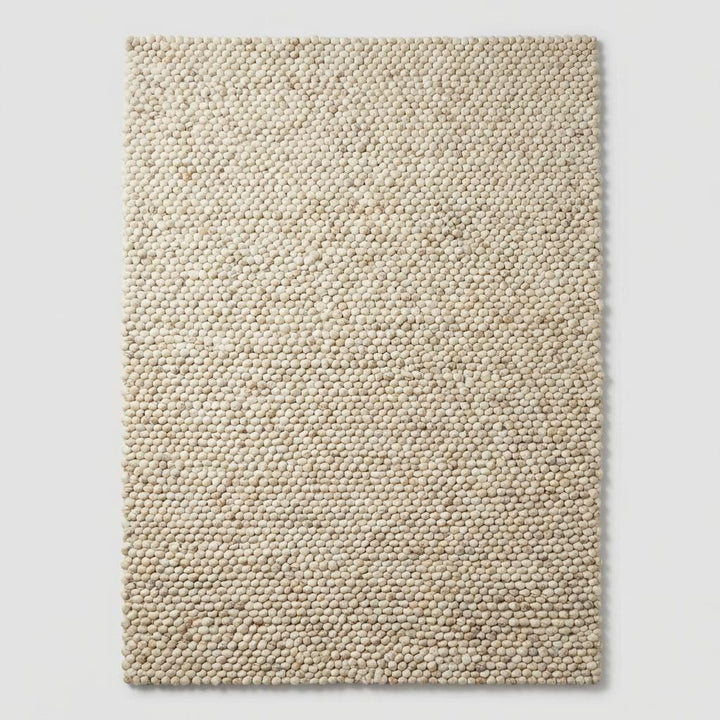 Translation missing: es.Thick wool area rug in cream neutral color, modern farmhouse living room floor rug