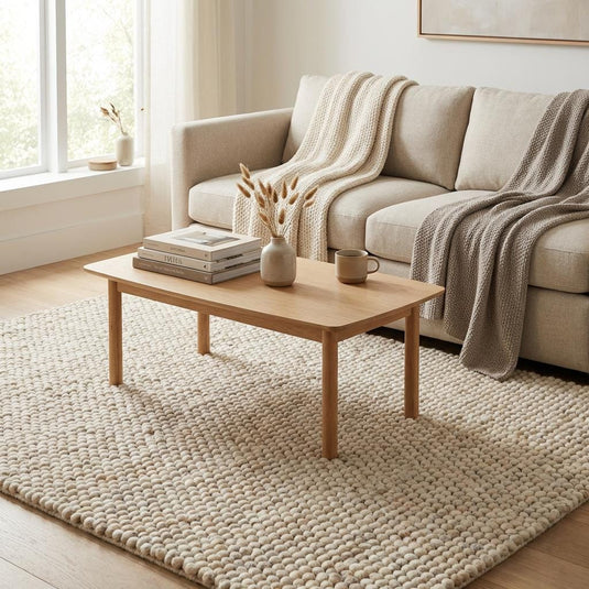 Translation missing: es.Cozy chunky wool rug made from natural wool, soft textured rug for bedroom or nursery