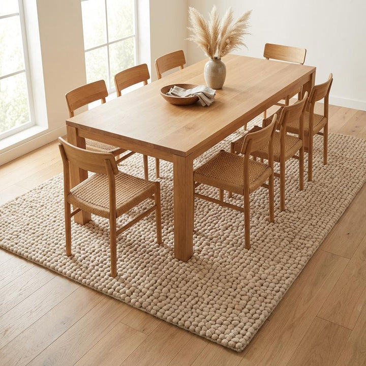 Translation missing: es.Chunky Wool Rug Neutral Beige Handmade Area Rug Cozy Textured Carpet Soft Boho Home Decor