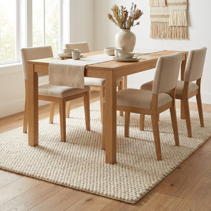 Translation missing: es.Chunky Wool Rug Neutral Textured Area Rug Handmade Loop Pile Carpet Cozy Minimalist Living Room Decor