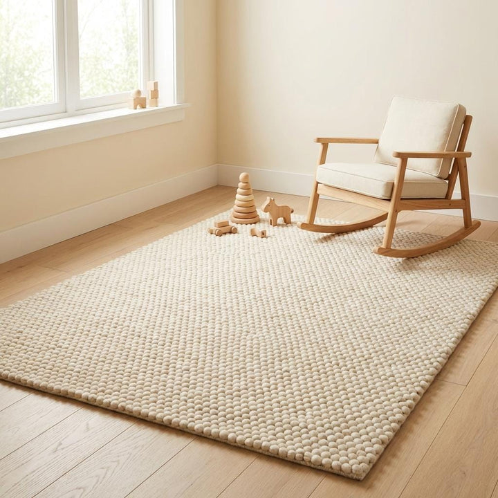 Translation missing: es.Soft chunky wool area rug with natural fibers designed for comfort and timeless home styling