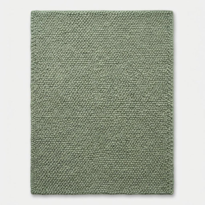 Translation missing: fr.Chunky wool textured sage green area rug with thick looped plush surface for cozy modern organic interiors