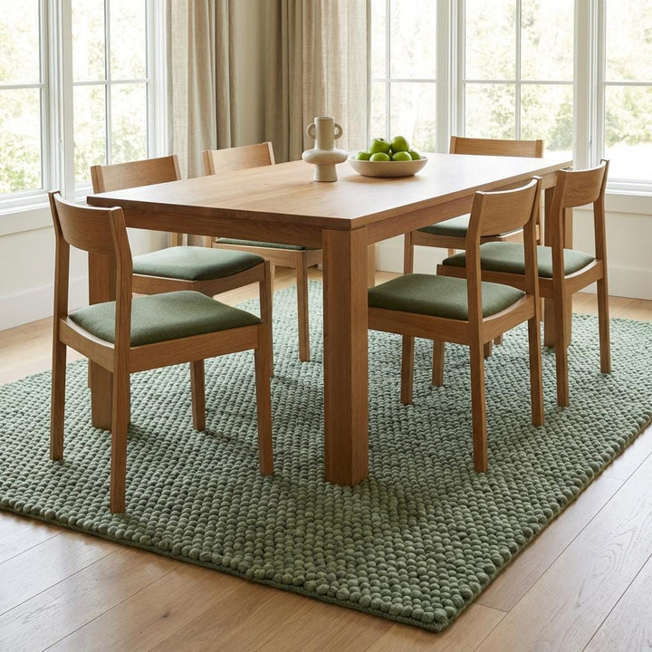 Translation missing: fr.Chunky wool textured area rug in sage green with thick looped construction and soft cushioned feel