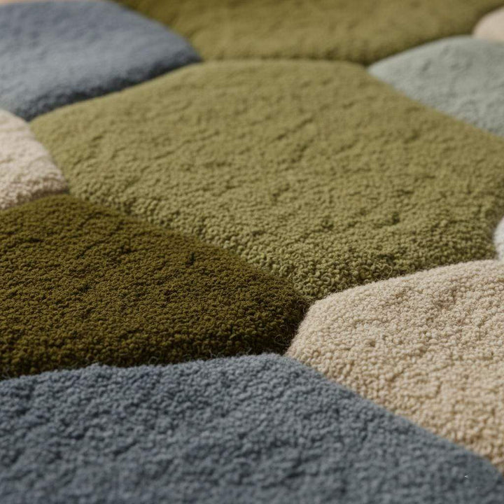 Translation missing: en.Coastal Pebble Wool Rug: Blue, Gray &amp; Green Hand-Tufted Floor Mat Teppich