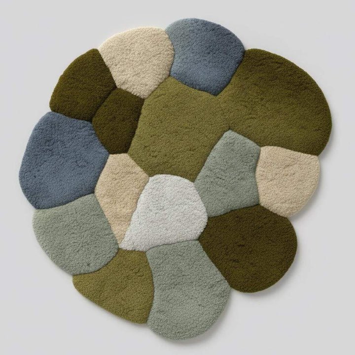 Translation missing: en.Coastal Pebble Wool Rug: Blue, Gray &amp; Green Hand-Tufted Floor Mat Teppich