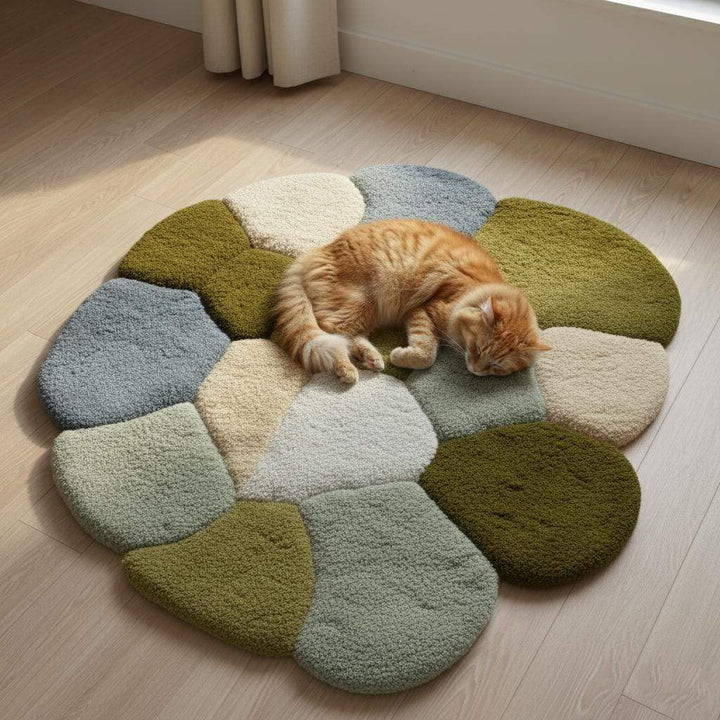 Translation missing: en.Coastal Pebble Wool Rug: Blue, Gray &amp; Green Hand-Tufted Floor Mat Teppich