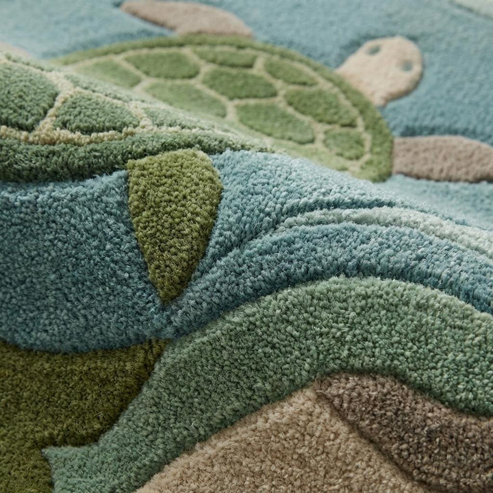 Translation missing: es.Coastal Sea Turtle Rug, Ocean Themed Area Rug, Beach House Decor, Kids Room Carpet