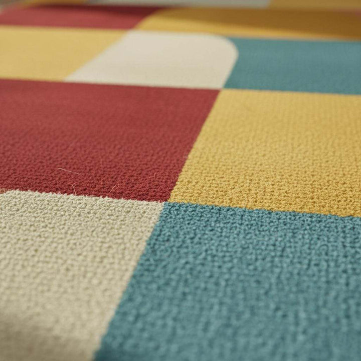 Translation missing: en.Colorful Geometric Area Rug – Red, Yellow, Blue &amp; Cream Retro Modern Block Pattern Carpet Teppich