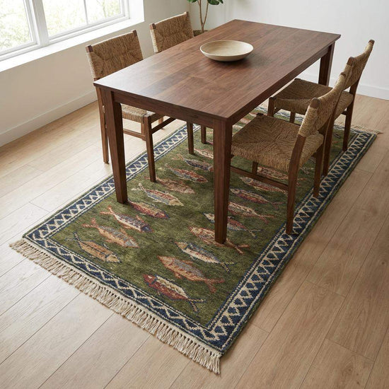 Translation missing: en.Fish Pattern Kitchen Runner Hand Knotted Wool Tribal Rug for Narrow Spaces