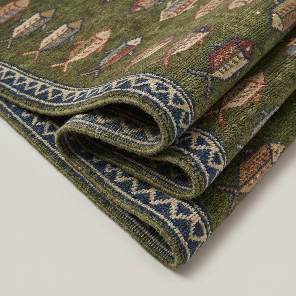 Translation missing: en.Fish Pattern Kitchen Runner Hand Knotted Wool Tribal Rug for Narrow Spaces