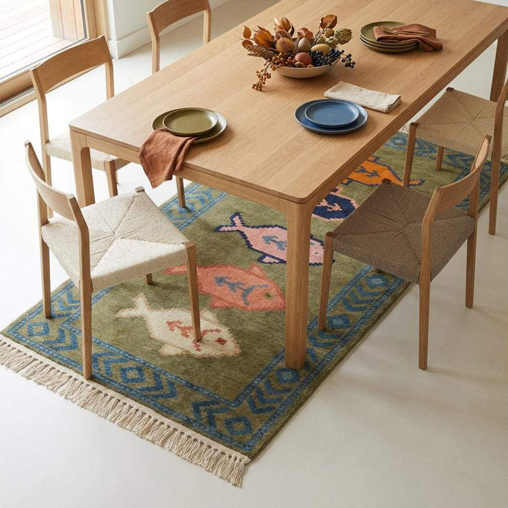Translation missing: es.Fish Runner Hand Knotted Wool Rug, Tribal Kitchen Hallway Decor