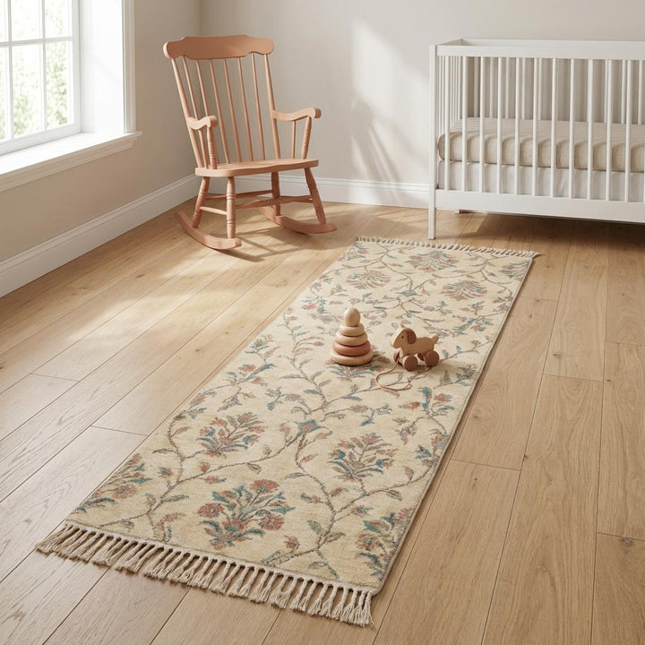 Translation missing: es.Floral Hand Knotted Runner Rug for Kitchen Hallway