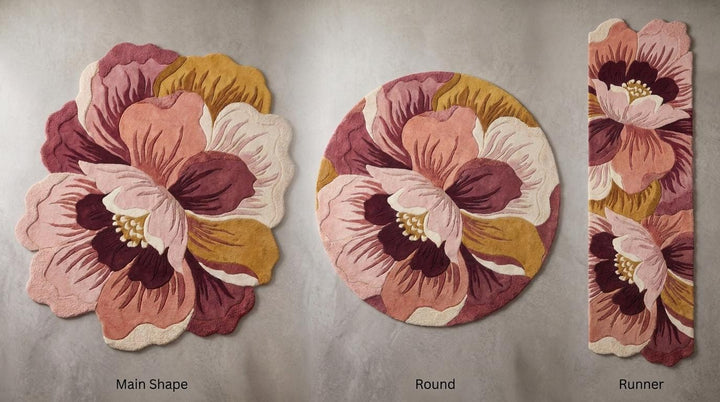 Translation missing: es.Irregular floral rug available in statement area sizes, with custom round and runner hallway options upon request __etsy:8078290527