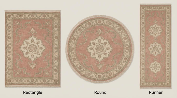 Translation missing: en.Floral Medallion Hand Knotted Wool Rug Soft Pink Area Rug