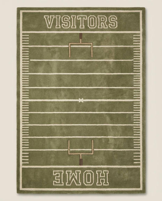 Translation missing: es.Rectangular football field rug featuring goalpost markings and classic field layout
