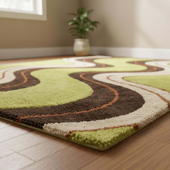 Translation missing: es.Funky Wavy Shag Rug, Mid Century Modern Statement Rug