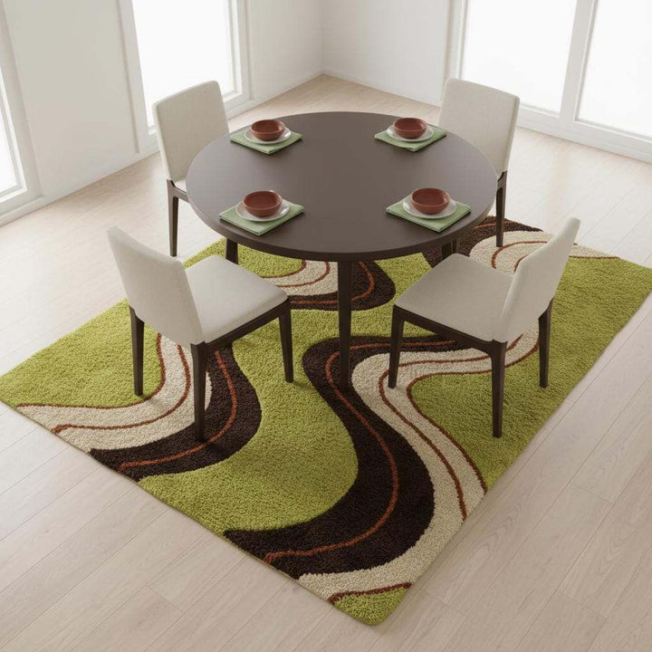 Translation missing: es.Funky Wavy Shag Rug, Mid Century Modern Statement Rug