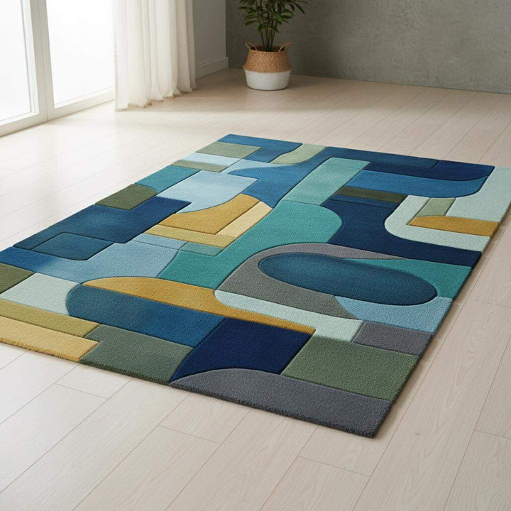 Translation missing: en.Mid-century inspired rug with abstract block design