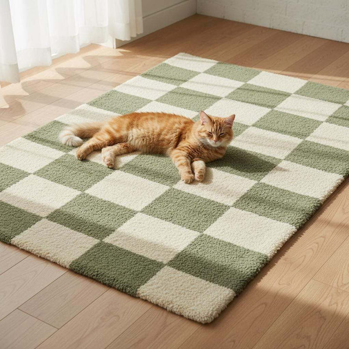 Translation missing: en.Modern plaid area rug with tufted soft texture