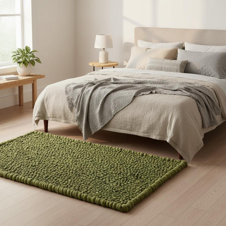 Translation missing: es.Green Pebble Texture Rug, Chunky Moss Style, Hand-Tufted Carpet, Custom Size