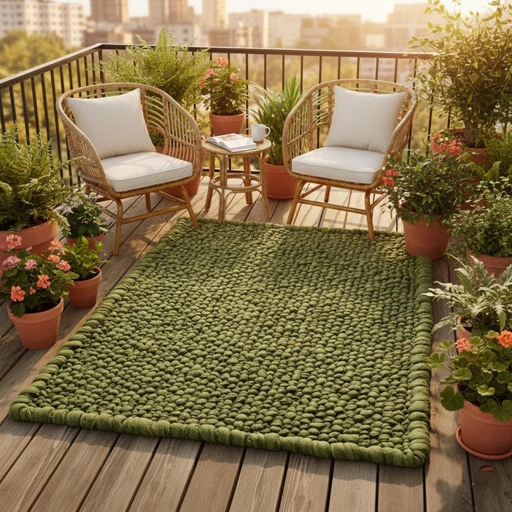 Translation missing: es.Green Pebble Texture Rug, Chunky Moss Style, Hand-Tufted Carpet, Custom Size