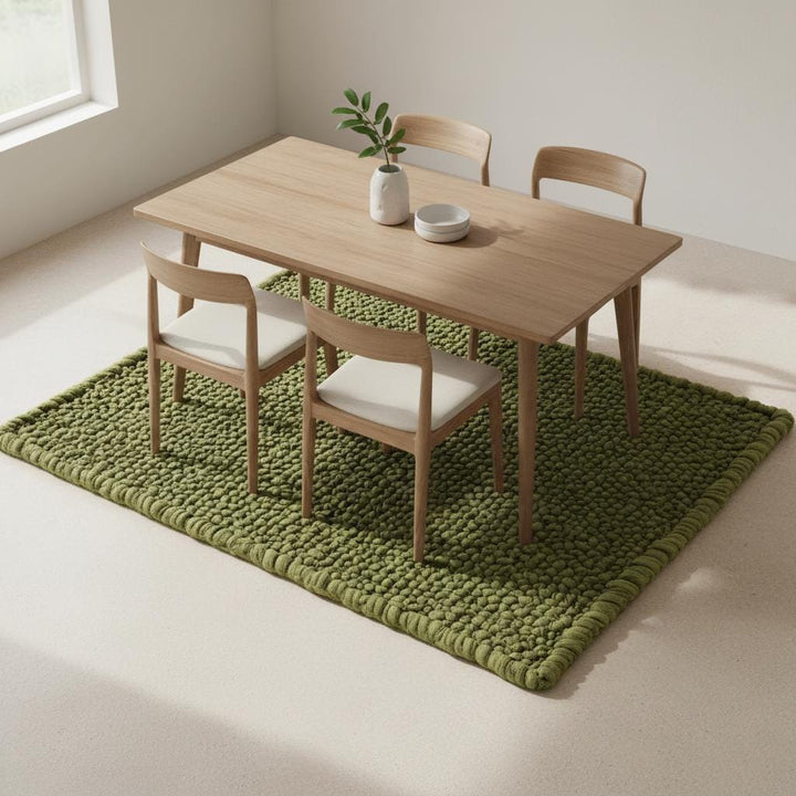Translation missing: es.Green Pebble Texture Rug, Chunky Moss Style, Hand-Tufted Carpet, Custom Size
