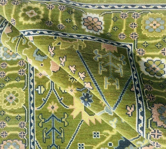 Translation missing: es.Hand-Knotted Olive Green Wool Rug: Turkish Oushak Area Rug