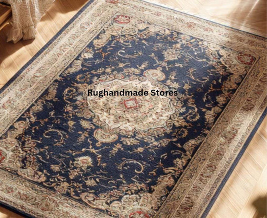 Translation missing: es.Hand knotted Oushak rug with muted gray floral design in wool, traditional Turkish craftsmanship for living room and bedroom