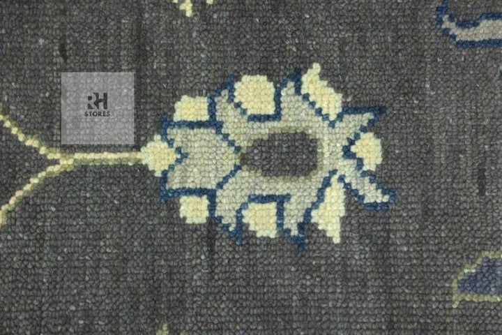 Translation missing: es.Hand knotted Oushak wool rug with traditional floral design in muted gray for living room and bedroom, 8x10 area rug