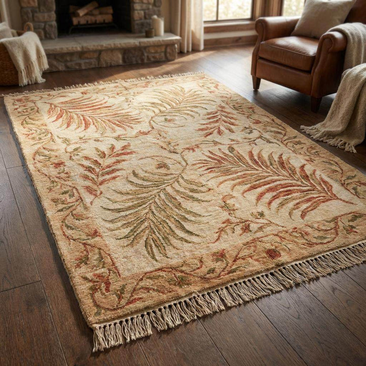 Translation missing: en.Hand-Knotted Wool Area Rug: Sage Green Oushak Botanical