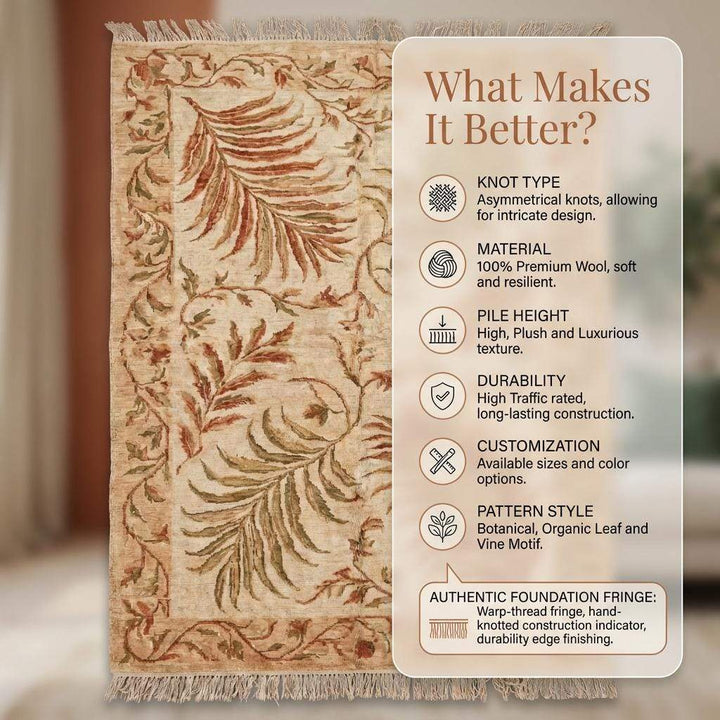 Translation missing: en.Hand-Knotted Wool Area Rug: Sage Green Oushak Botanical