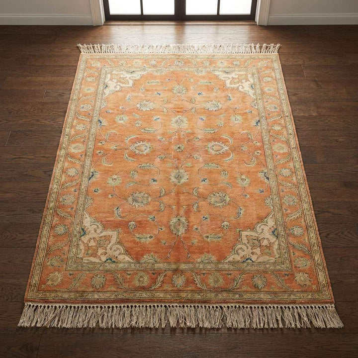 Translation missing: en.Hand-Knotted Wool Oushak Rug - Terracotta Burnt Orange, Traditional Style