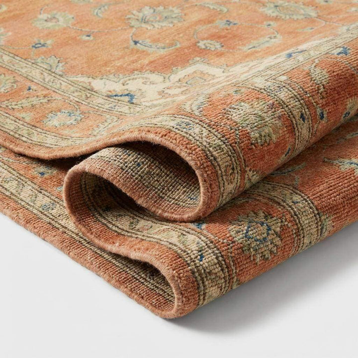 Translation missing: en.Hand-Knotted Wool Oushak Rug - Terracotta Burnt Orange, Traditional Style