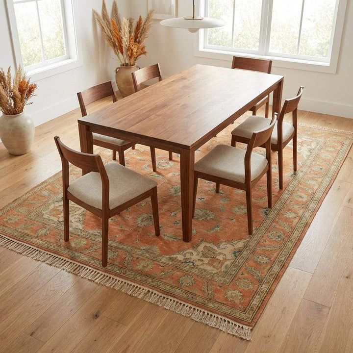 Translation missing: en.The underside of the rug showing the authentic hand-knotted weave pattern, confirming handmade construction without latex backing