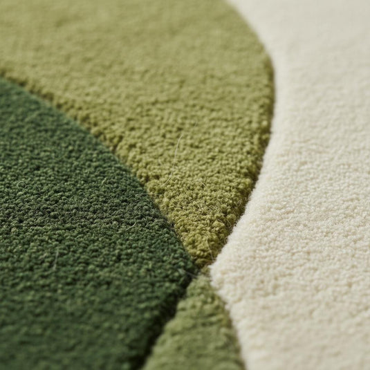 Translation missing: en.Hand-Tufted Moss Green Wave Rug: Organic Textured Carpet