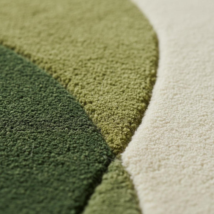 Translation missing: es.Hand-Tufted Moss Green Wave Rug: Organic Textured Carpet